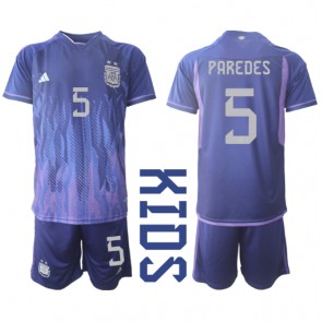 Argentina Leandro Paredes #5 Replica Away Stadium Kit for Kids World Cup 2022 Short Sleeve (+ pants)